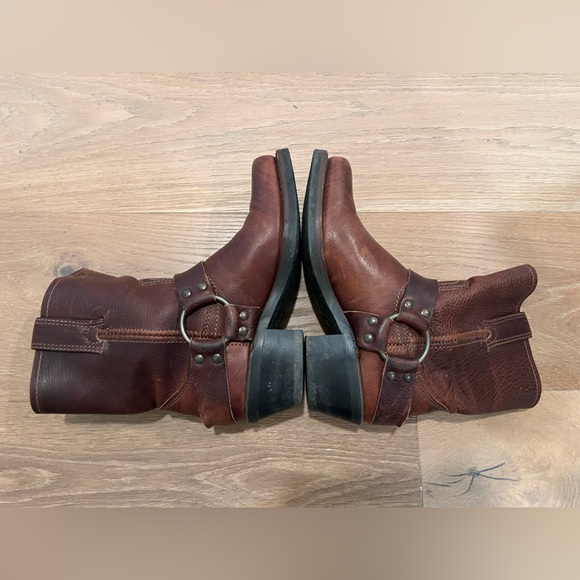 Frye Harness Western Square Toe Brown boho Cowgirl Festival Biker boots sz 5.5 - Picture 5 of 12